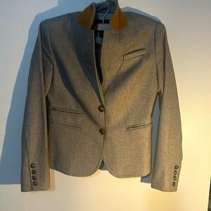 Tweed wool dbl button vintage brass hardware pocket square